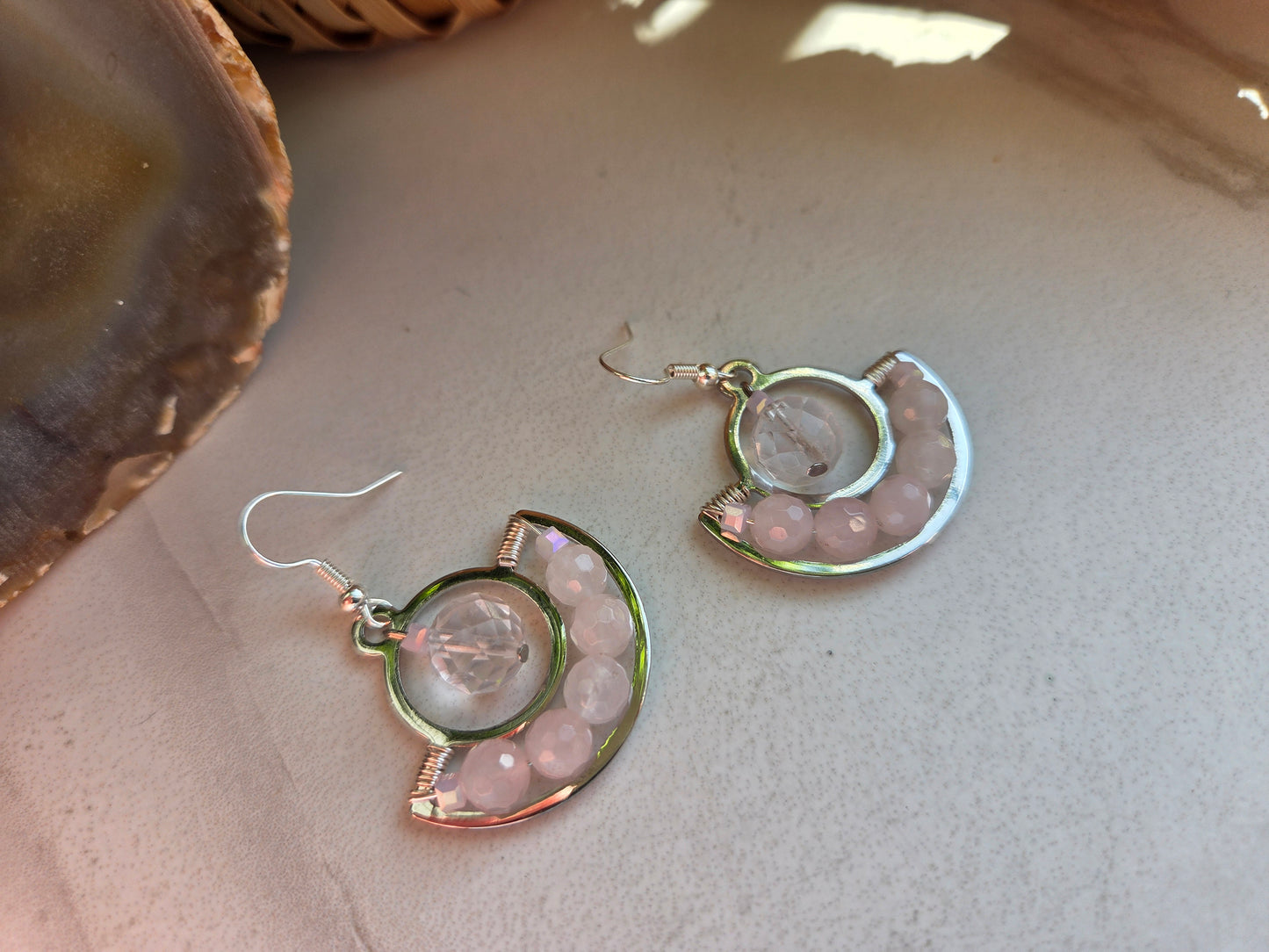 Rose Quartz Dangle Earrings 🌹