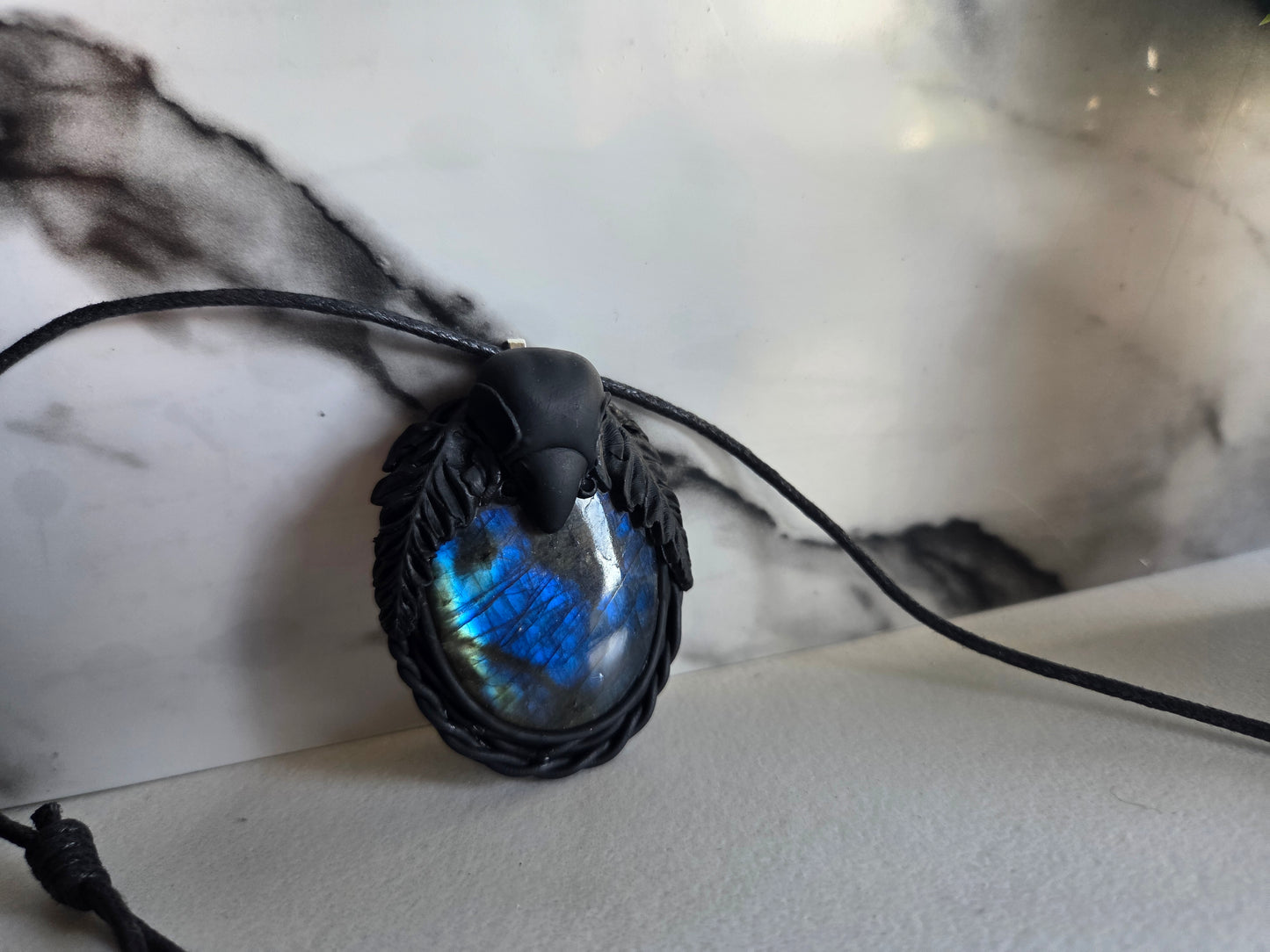 Raven's Moon Labradorite Necklace 🐦‍⬛🌕