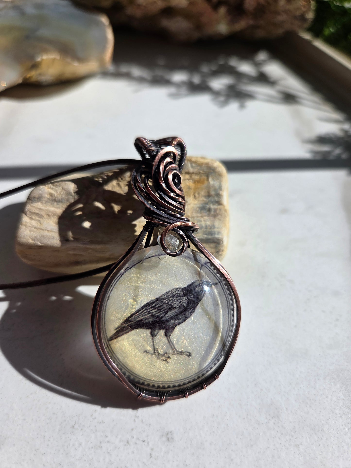 Labradorite Crow Necklace 🖤🐦‍⬛