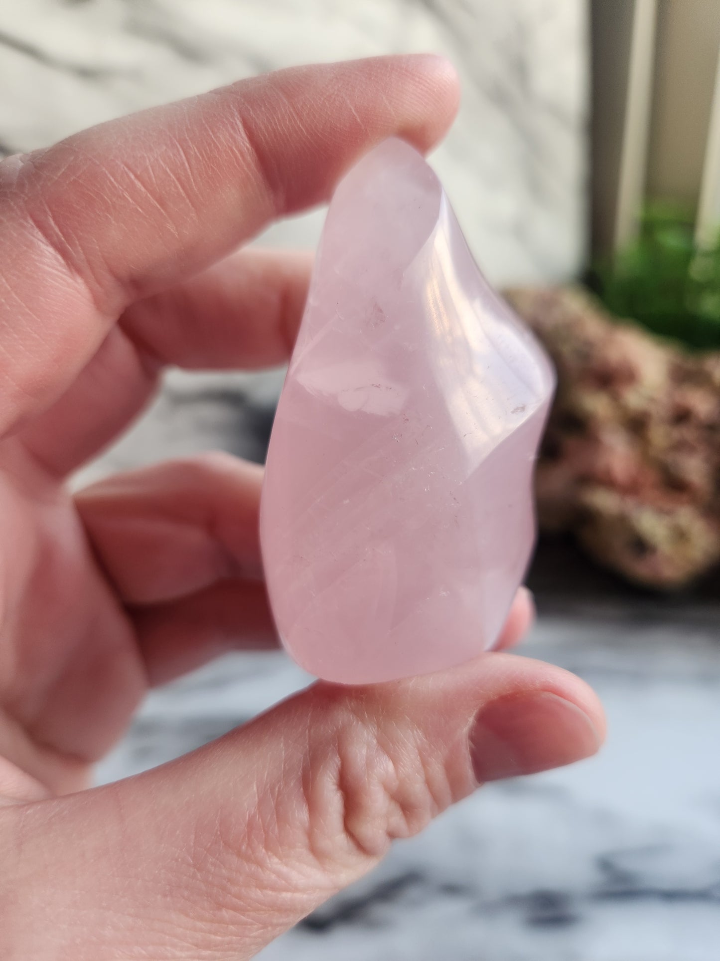 Rose Quartz Flame Carving