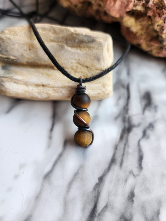 3 Beaded Tigers Eye Necklace