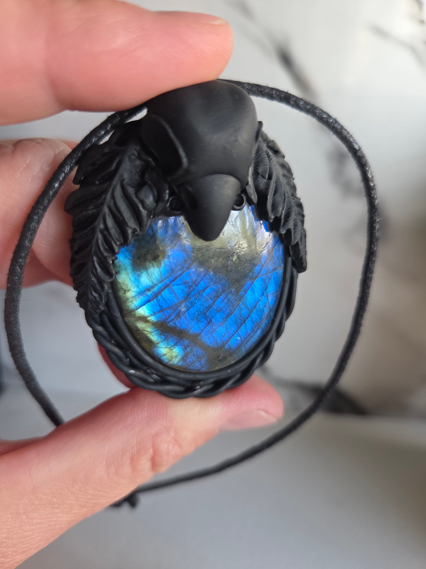 Raven's Moon Labradorite Necklace 🐦‍⬛🌕