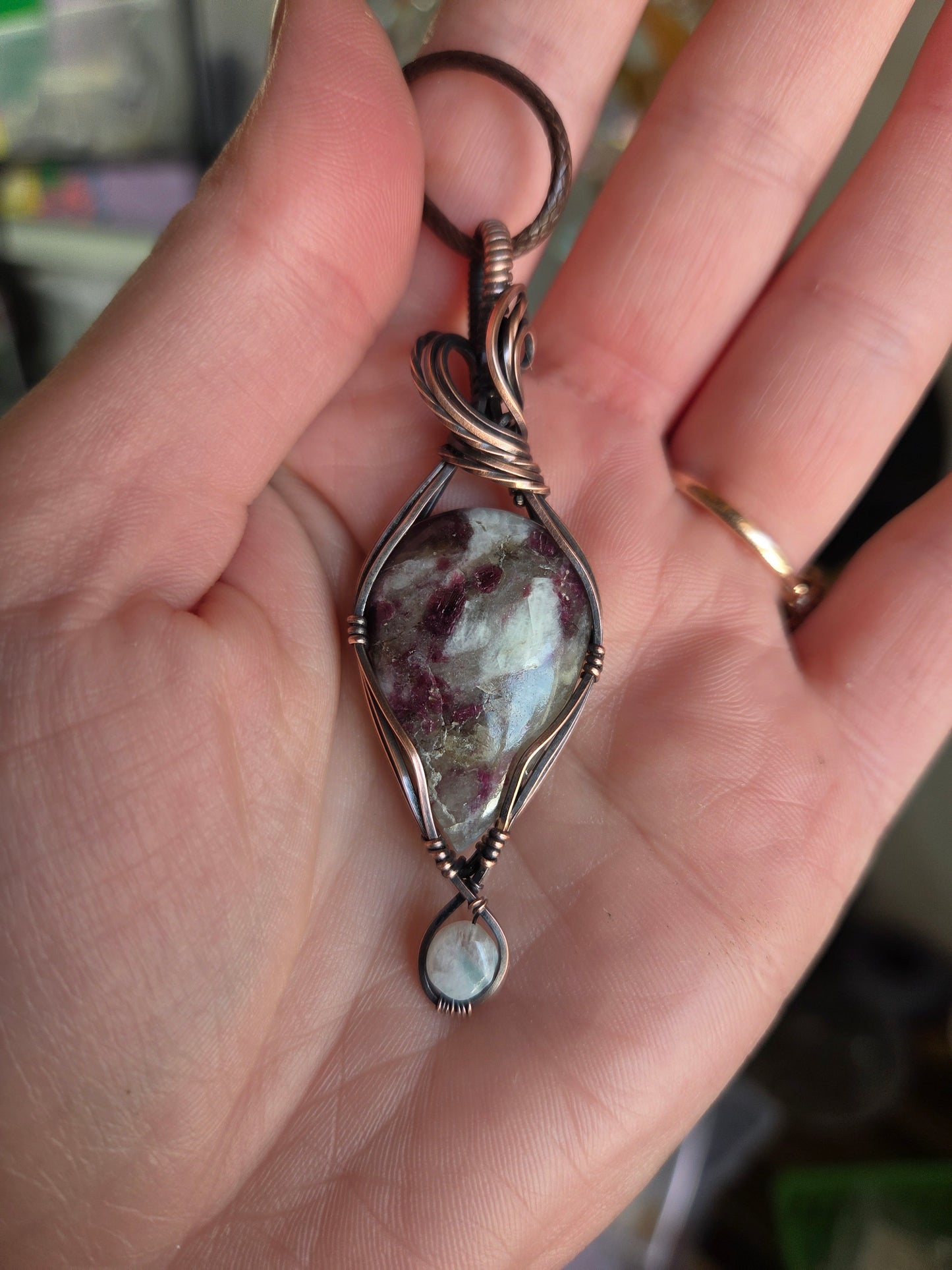 Rubellite and Rainbow Moonstone Necklace 💖