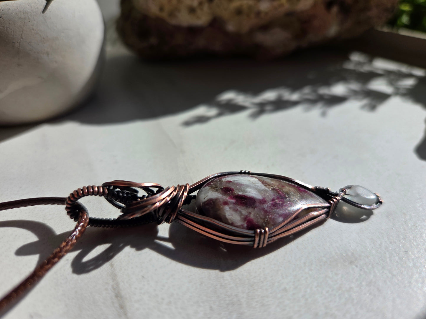 Rubellite and Rainbow Moonstone Necklace 💖