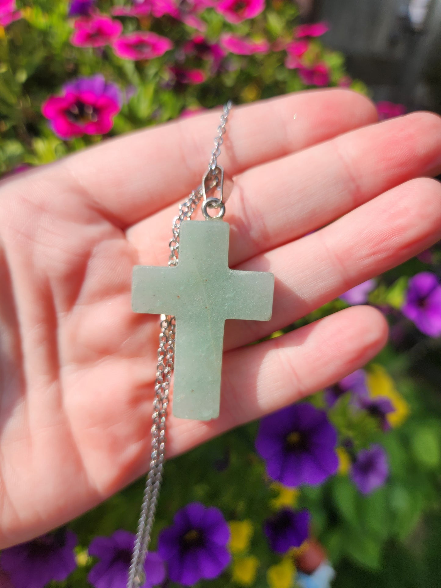 Green Aventurine Cross Necklace