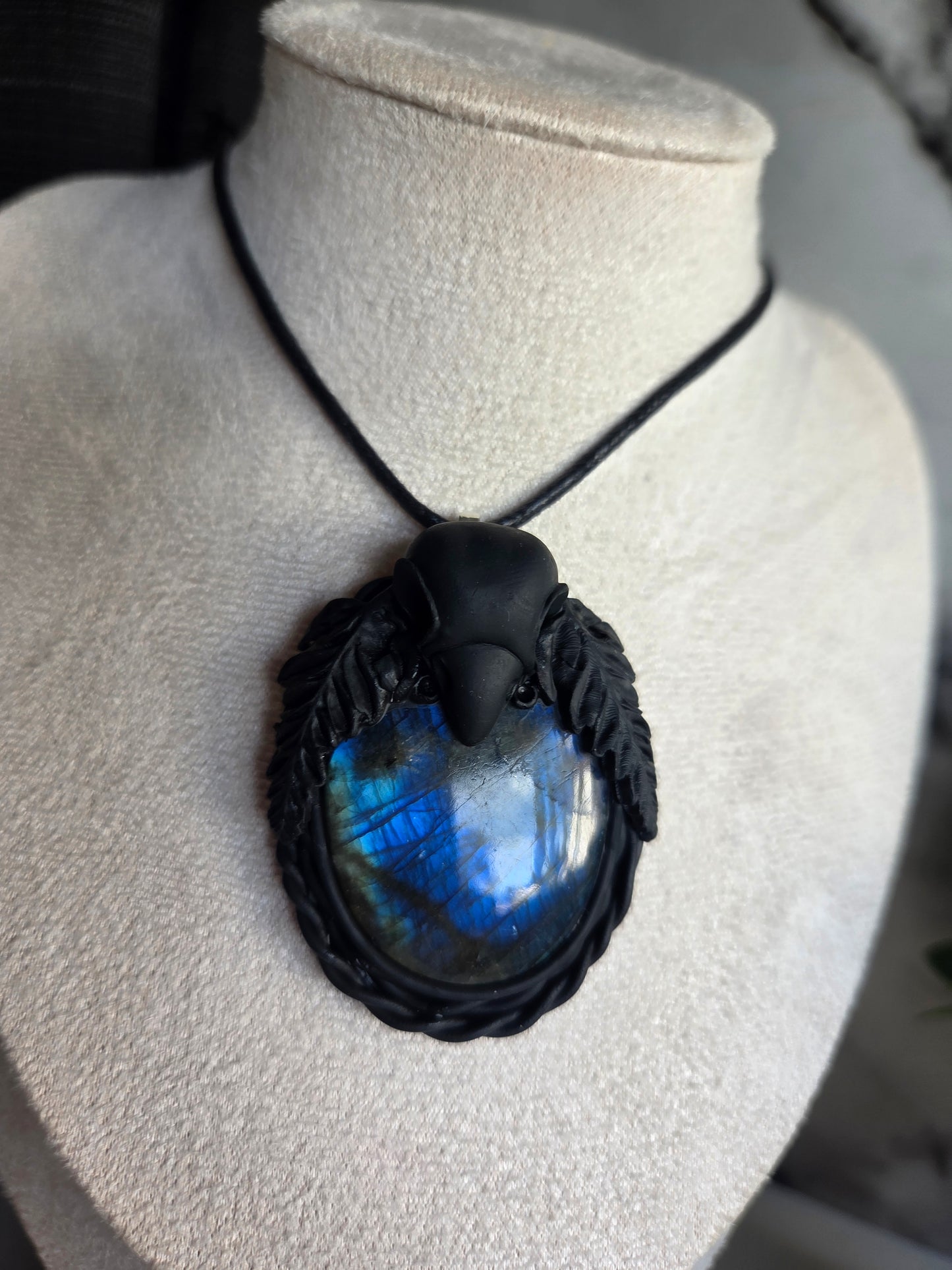 Raven's Moon Labradorite Necklace 🐦‍⬛🌕