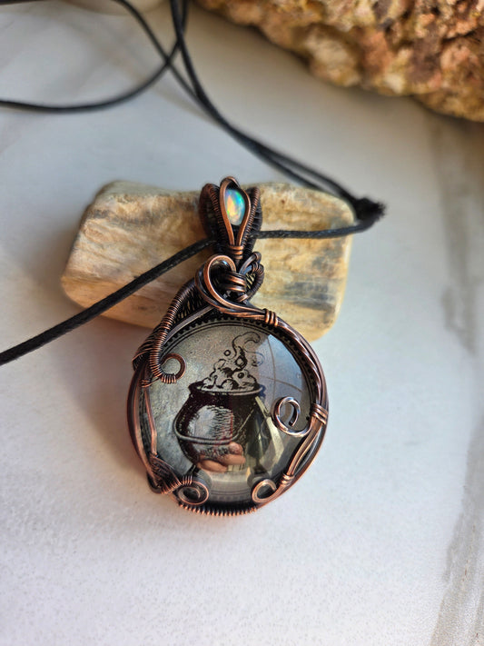 Fire Opal Cauldron Necklace 🧙‍♀️ 🔥