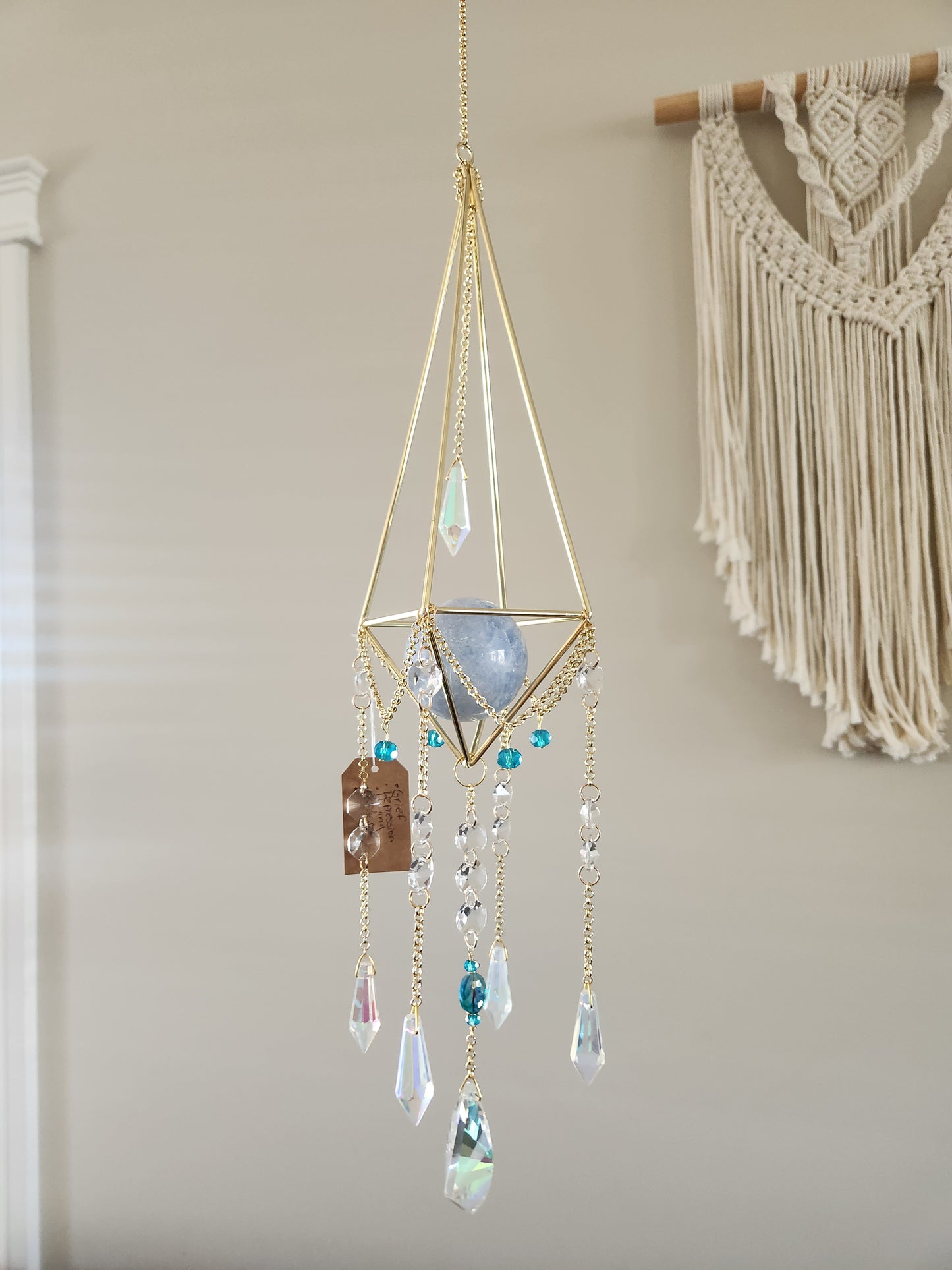 Blue Calcite Suncatcher