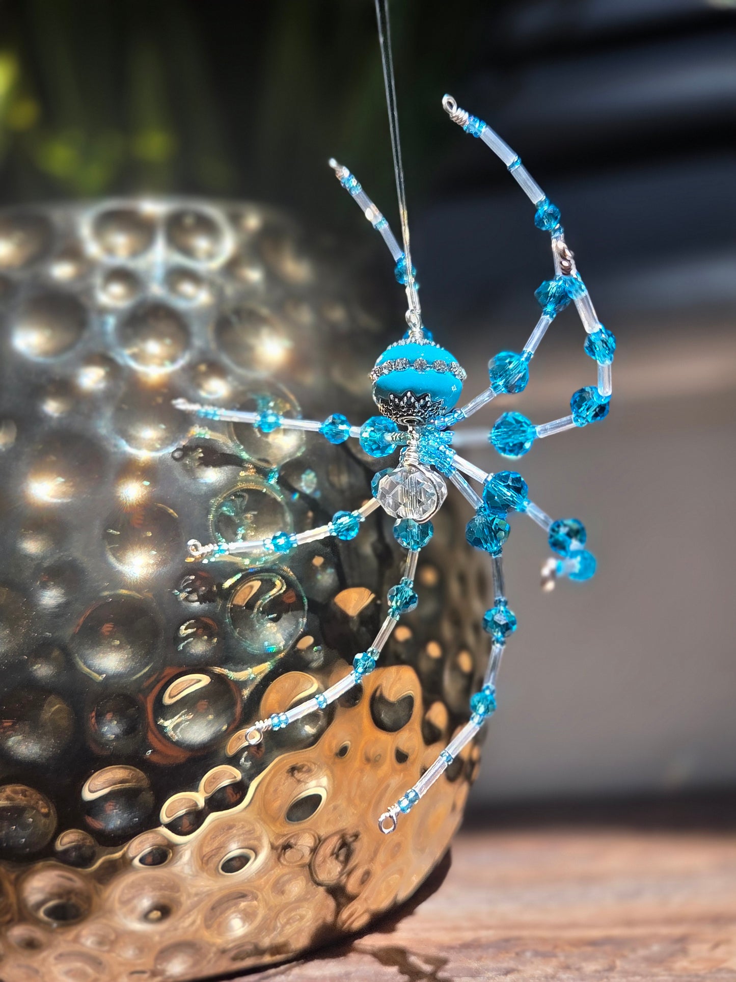 Beaded Sparkle Spider 🌊  Teal