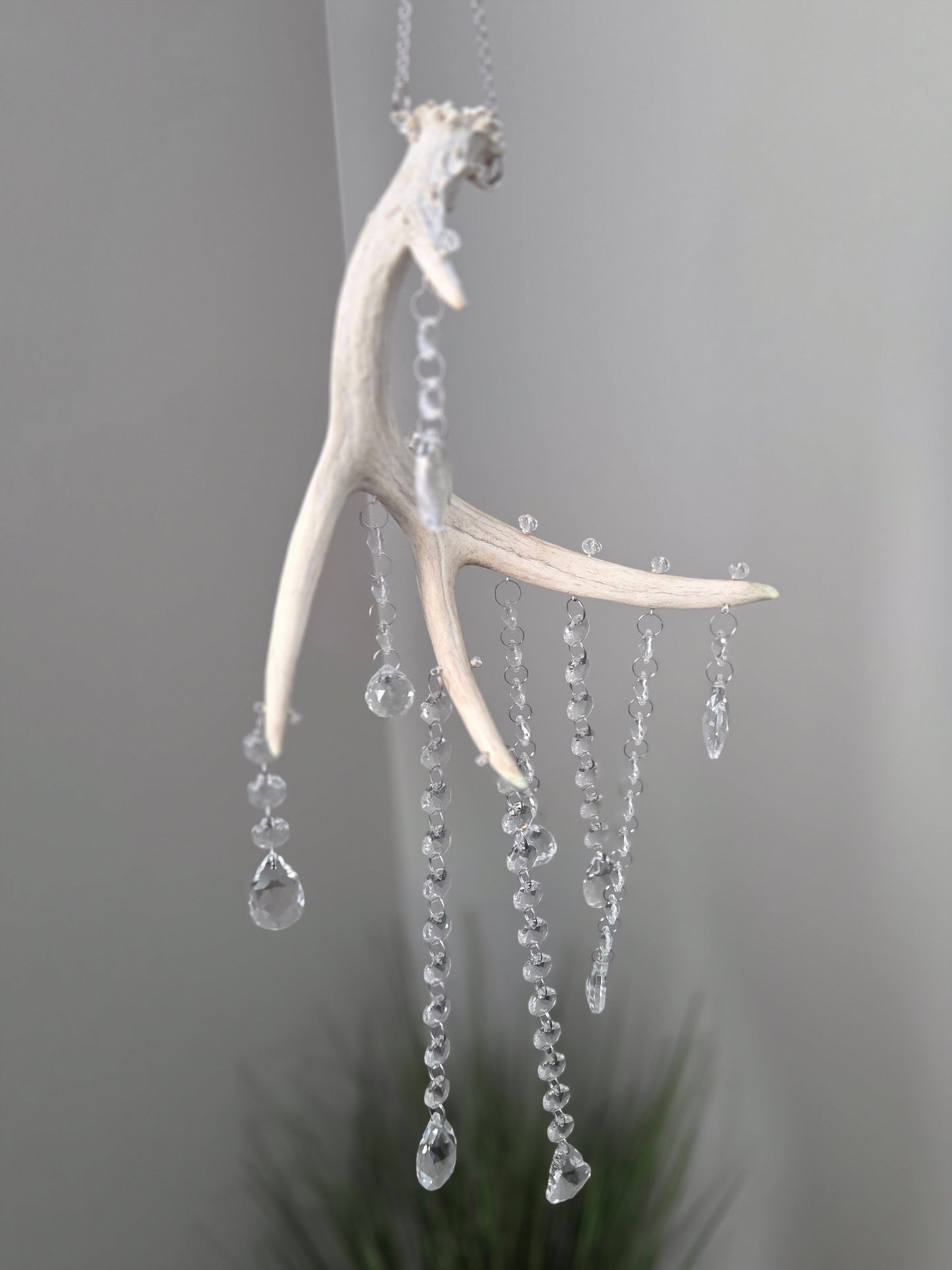 Wildwood Rain 🌳🌧 Deer Antler Crystal Suncatcher 🦌