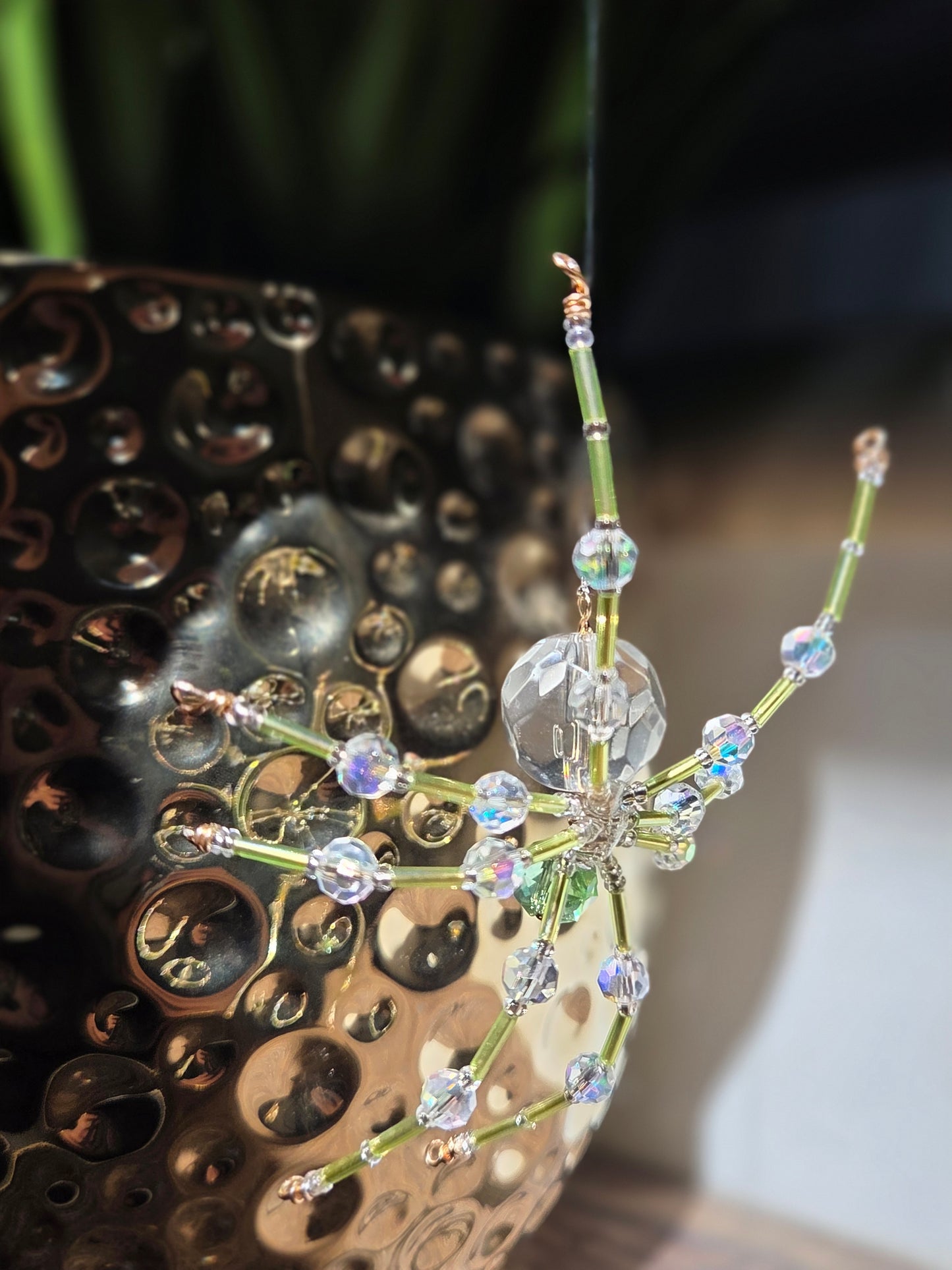 Beaded Sparkle Spider 💚 Light Green