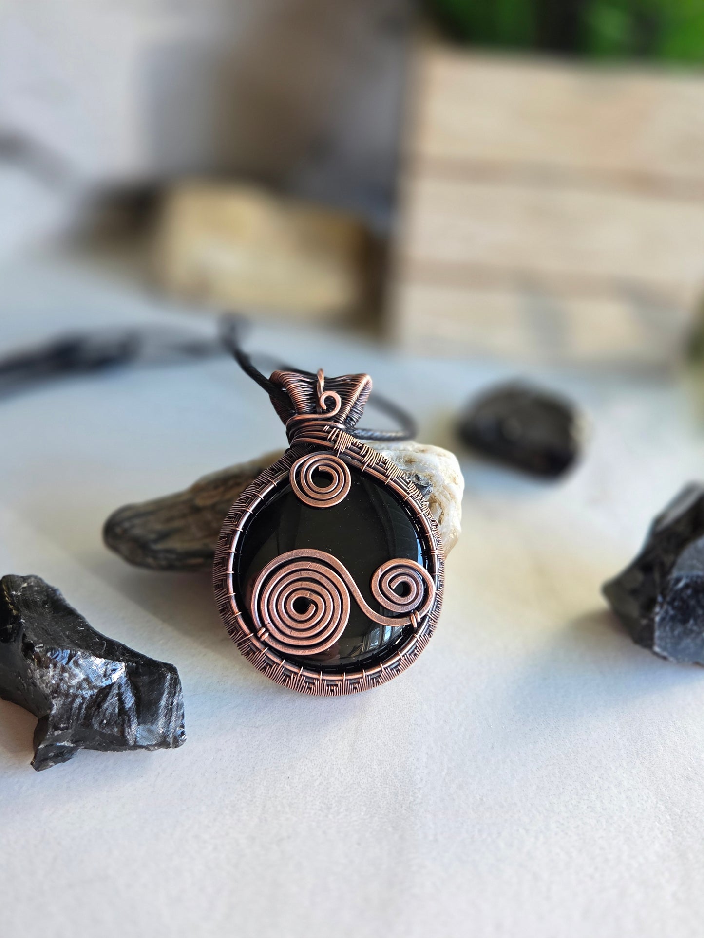 Shadow Spiral 🌀🖤 Black Obsidian  Necklace
