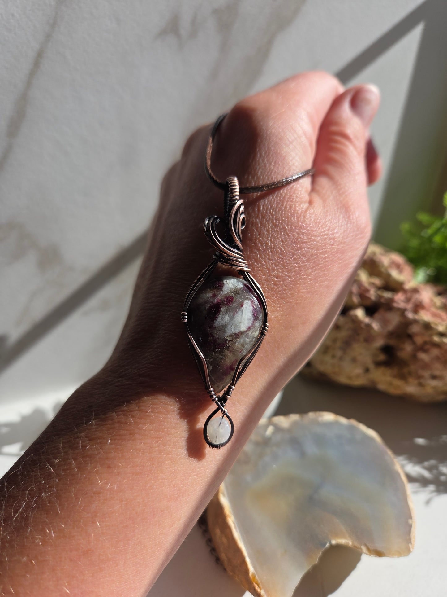 Rubellite and Rainbow Moonstone Necklace 💖