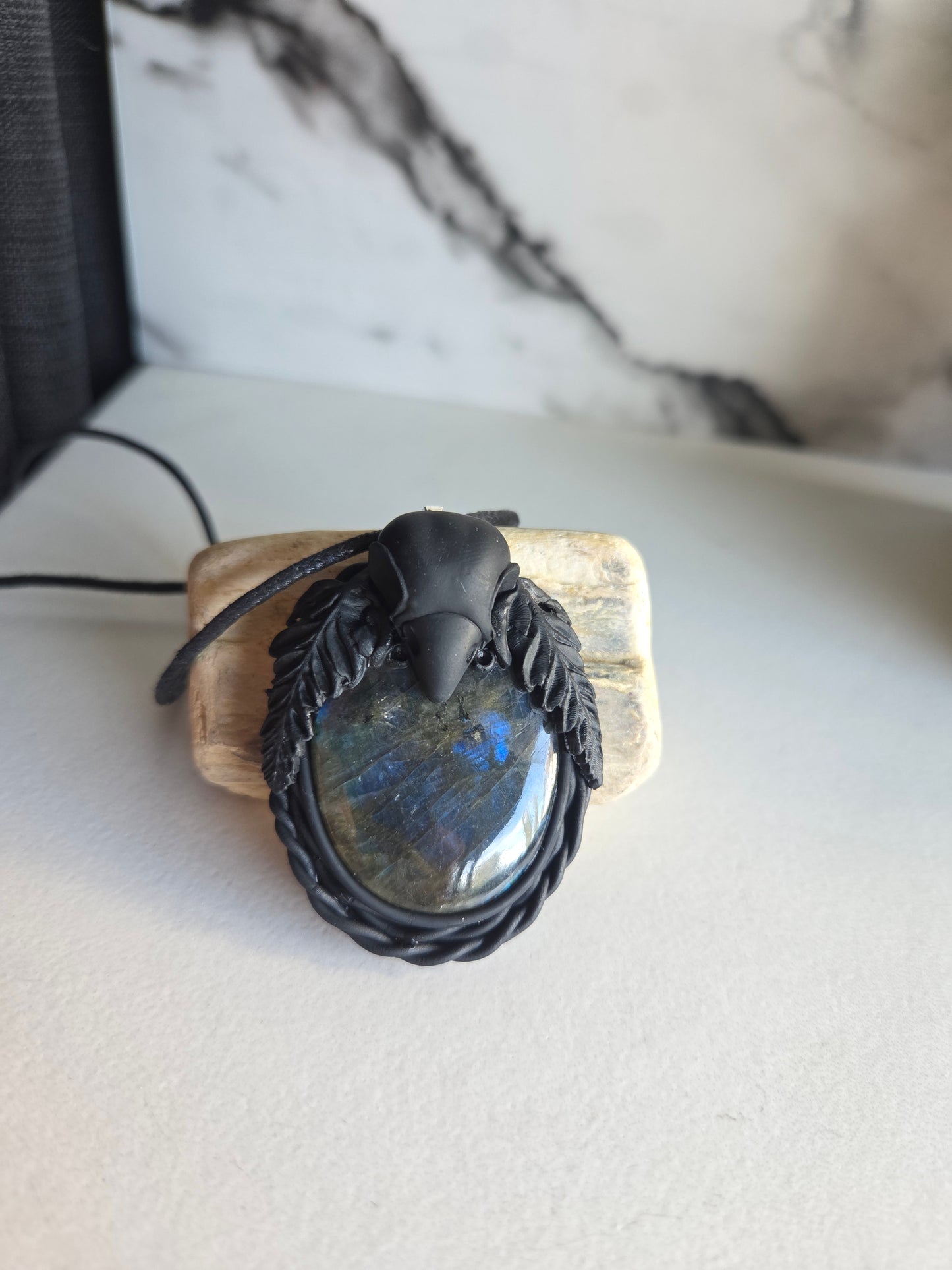 Raven's Moon Labradorite Necklace 🐦‍⬛🌕