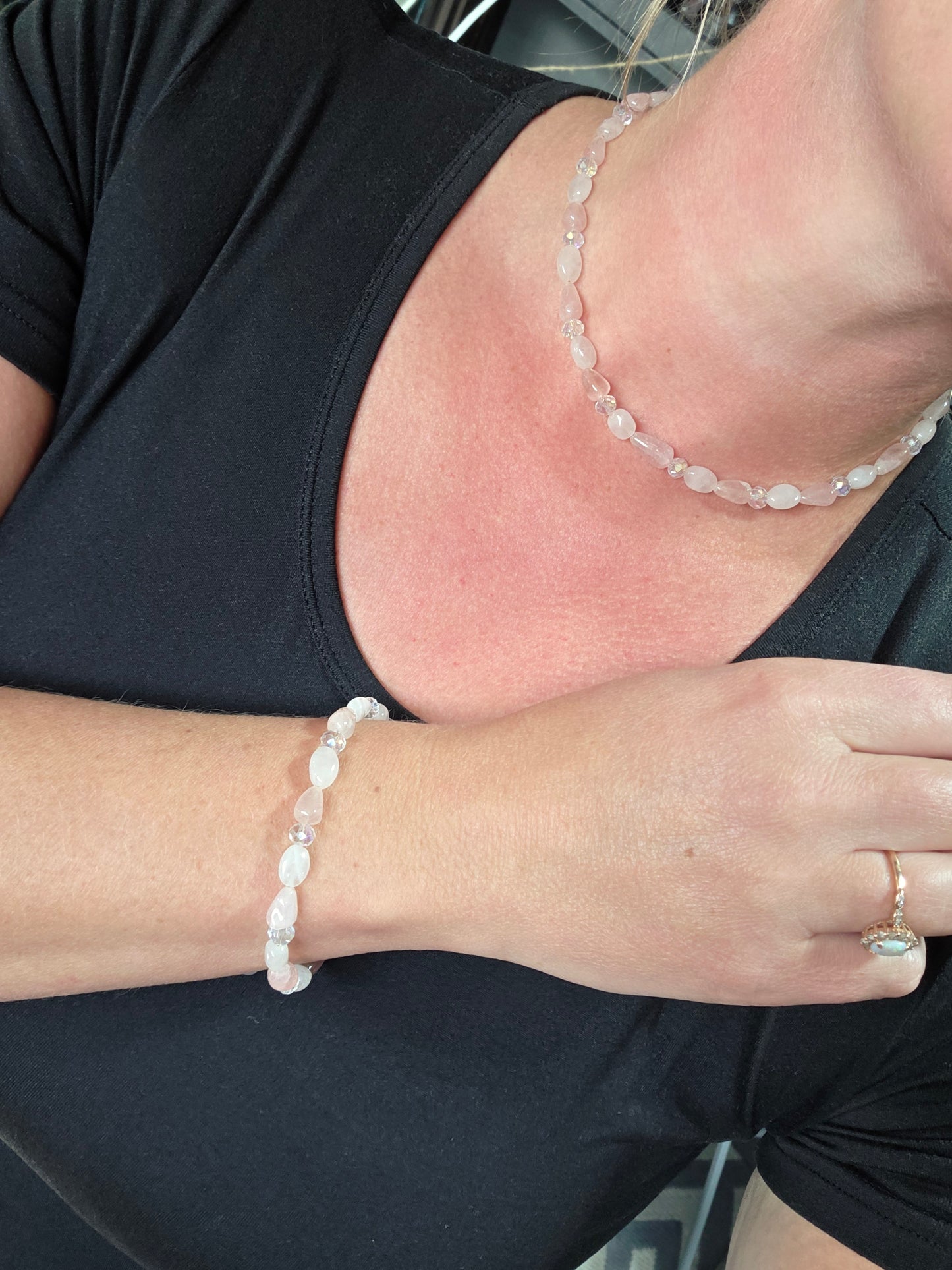 Rose Quartz Necklace, Bracelet & Earring Set 🌹