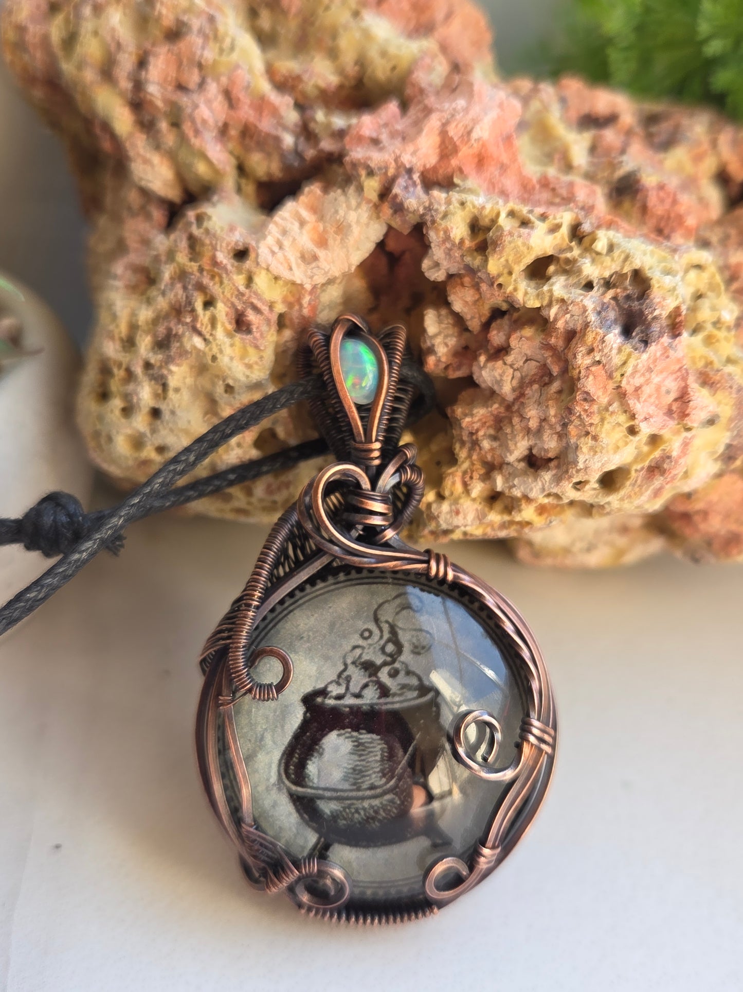 Fire Opal Cauldron Necklace 🧙‍♀️ 🔥