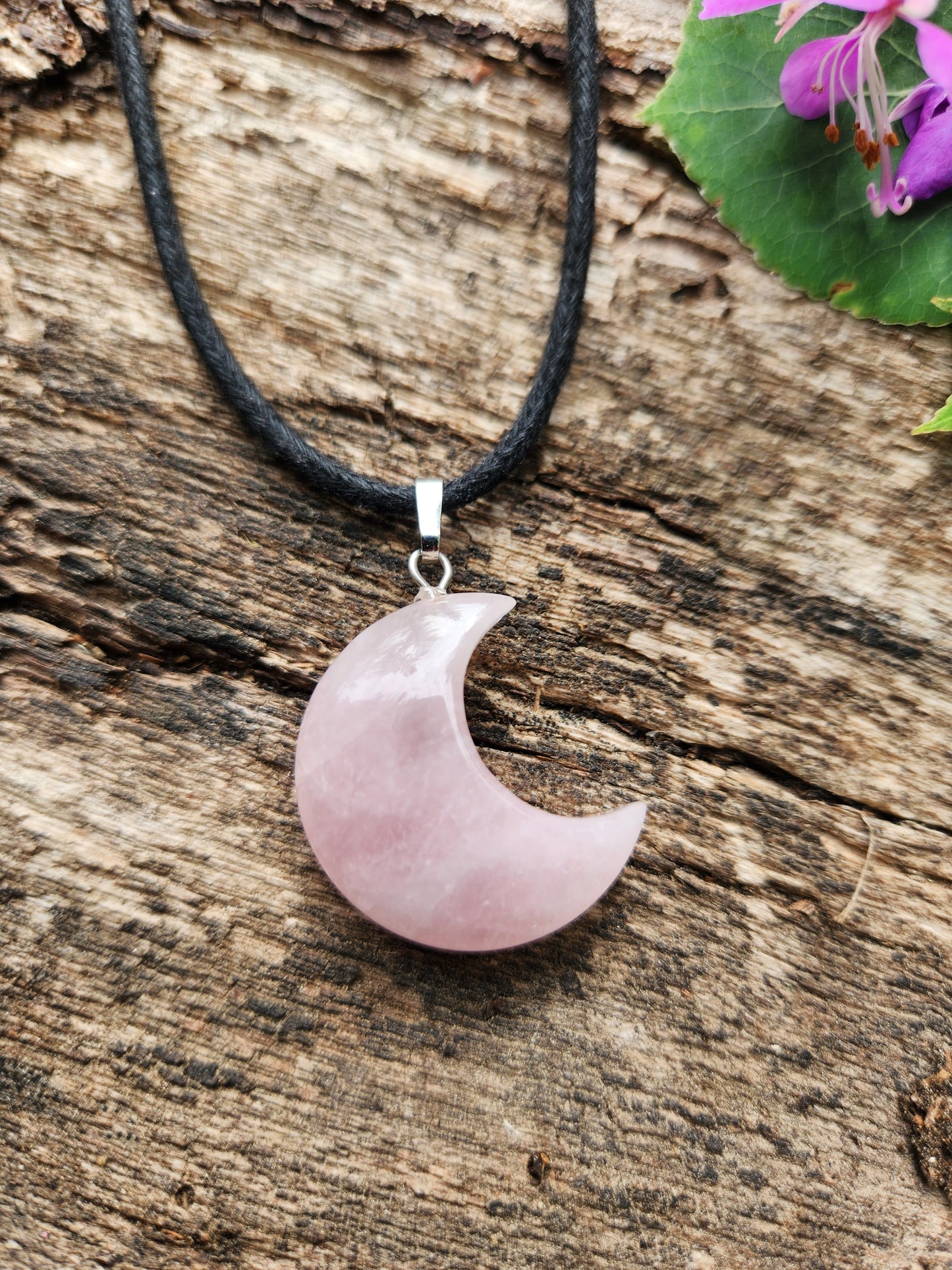 Rose Quartz Moon Necklace