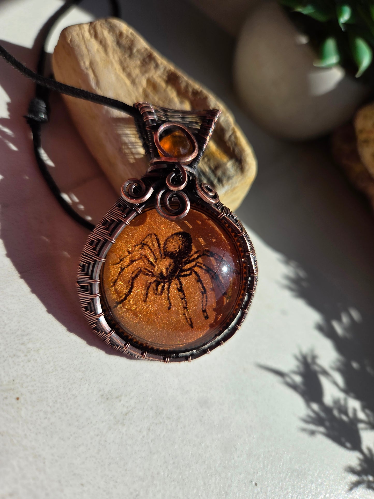 Carnelian Sipder Necklace 🕷🧡