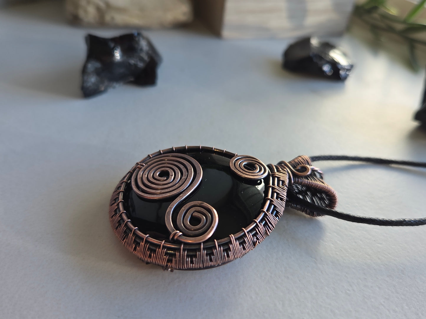 Shadow Spiral 🌀🖤 Black Obsidian  Necklace