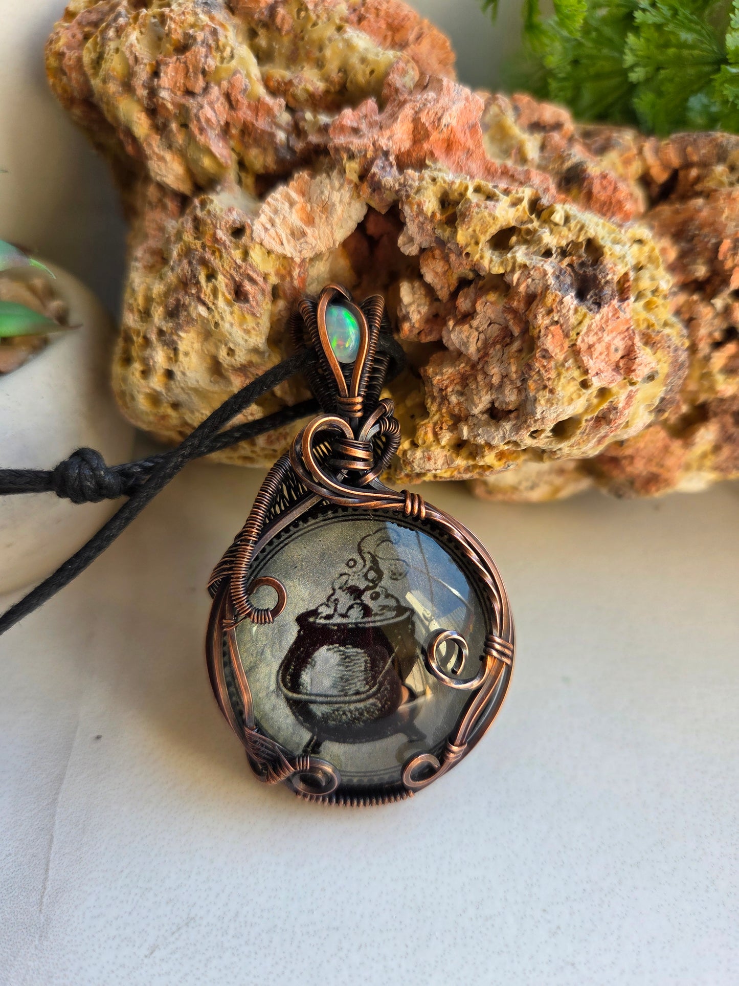 Fire Opal Cauldron Necklace 🧙‍♀️ 🔥