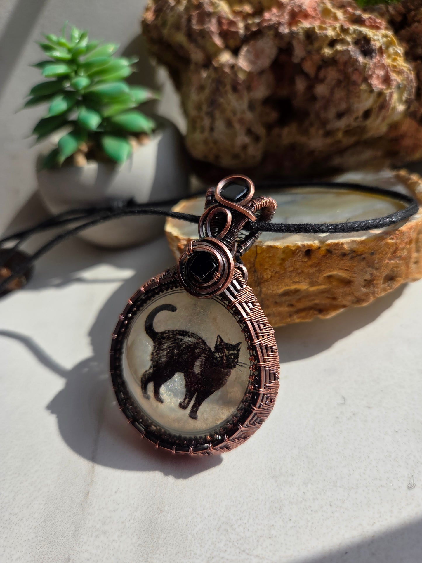 Black Tourmaline Cat Necklace 🐈‍⬛️