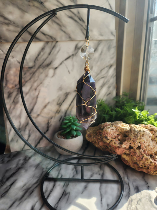 Amethyst Crystal Moon Hanger