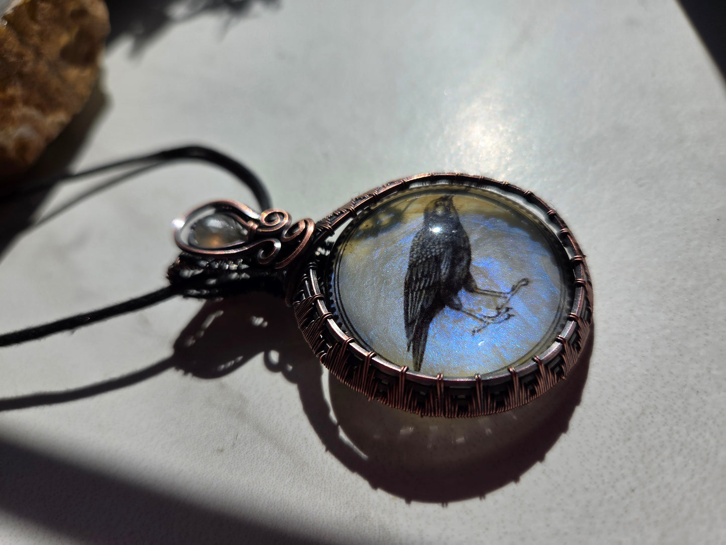 Labradorite Crow Necklace 💙🐦‍⬛