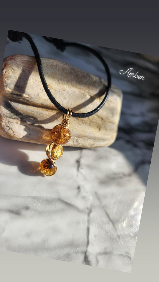 3 Beaded Amber Necklace