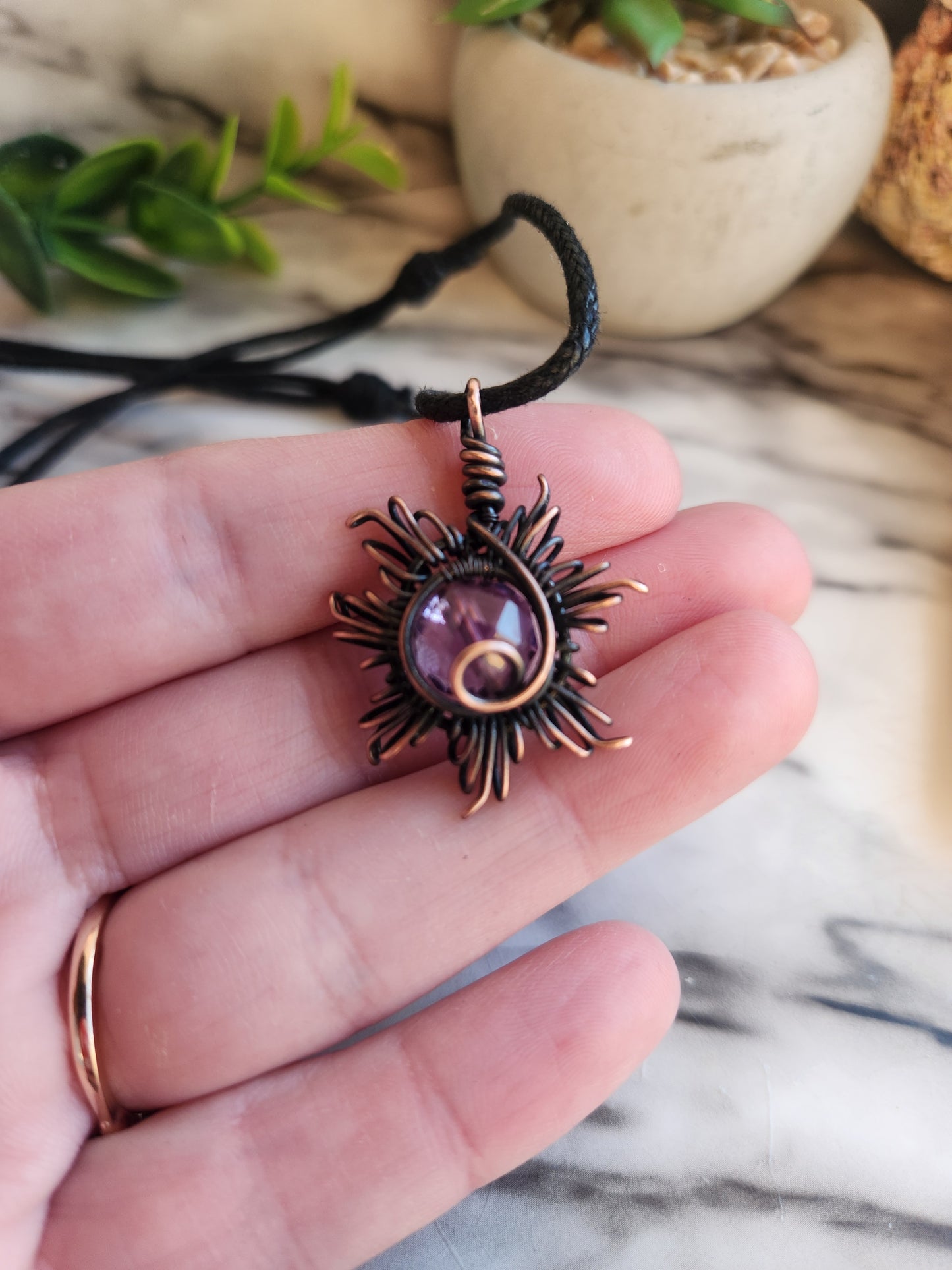 Faceted Amethyst Sun Necklace