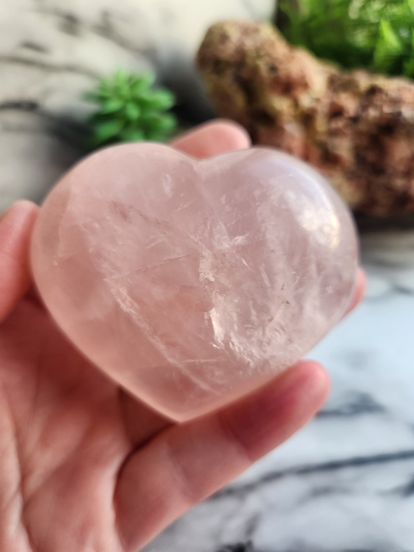 Rose Quartz Heart Carving