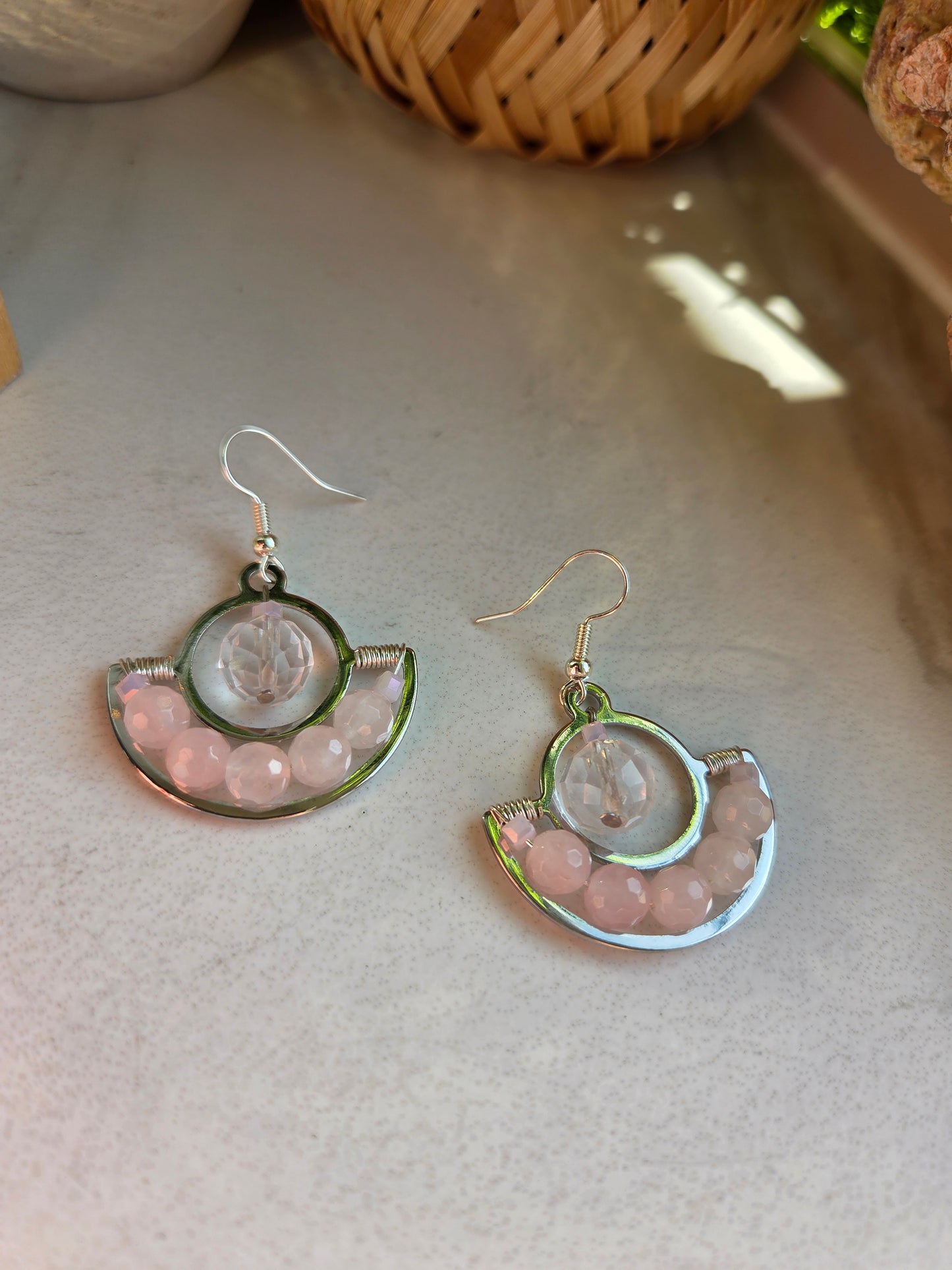 Rose Quartz Dangle Earrings 🌹