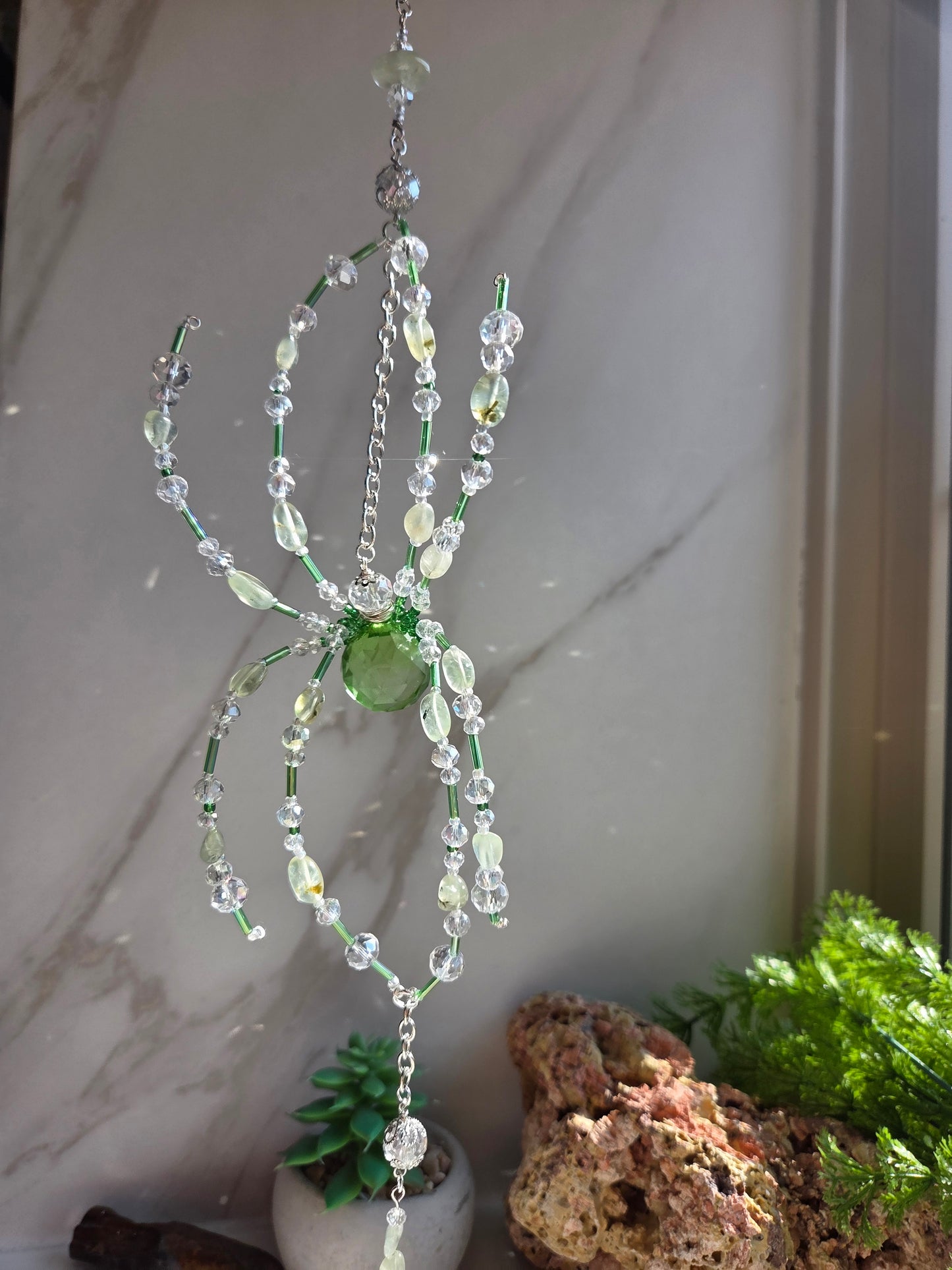 Prehnite Spider Suncatcher 💚🕷
