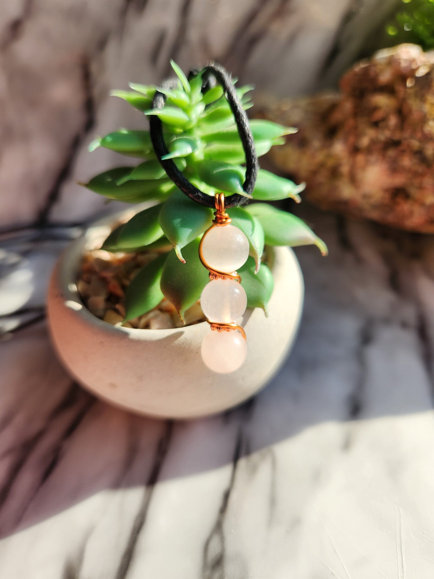 3 Beaded Selenite Necklace