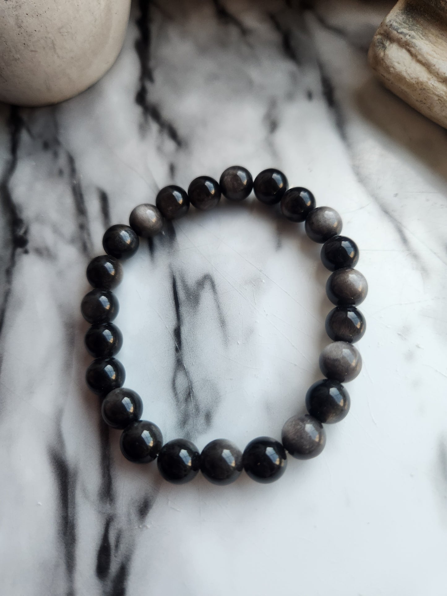 Silver Obsidian Bracelet