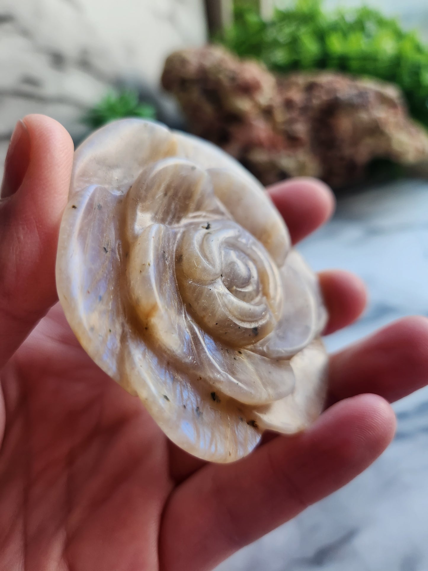 Moonstone Rose Carving