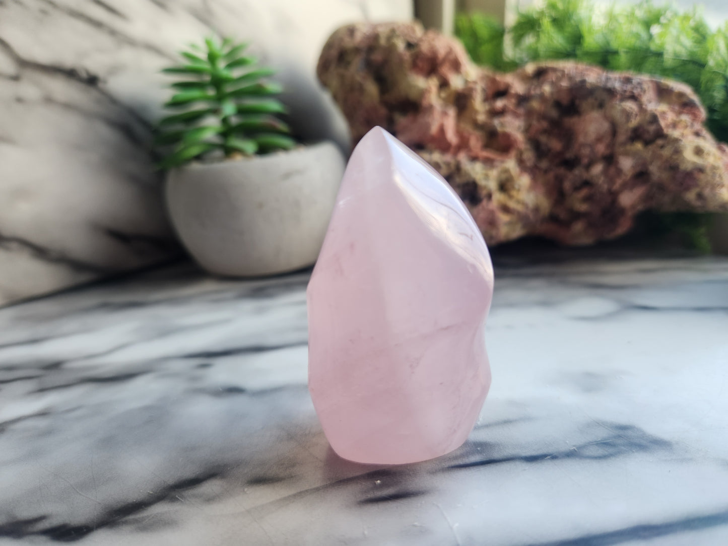 Rose Quartz Flame Carving