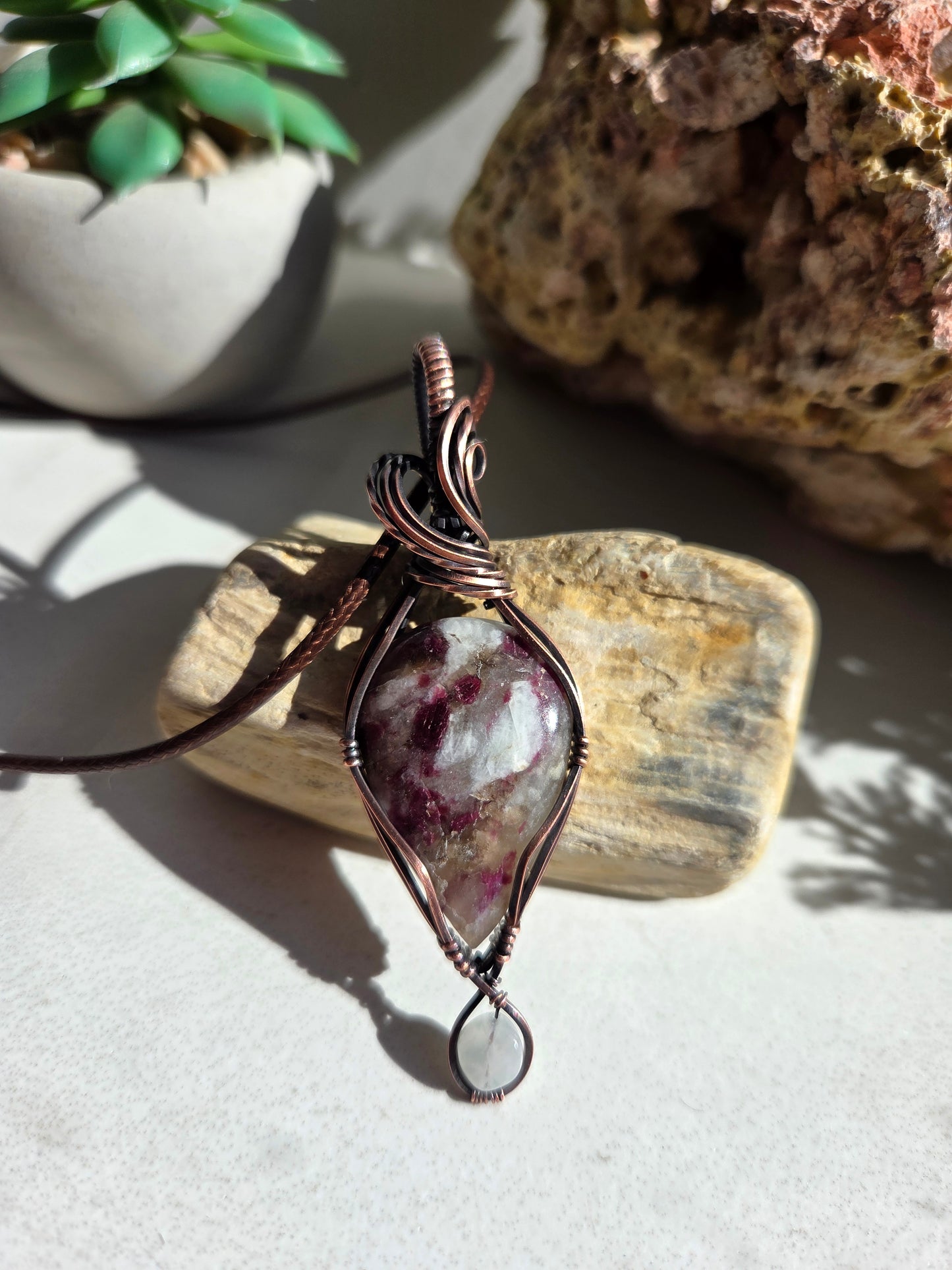 Rubellite and Rainbow Moonstone Necklace 💖