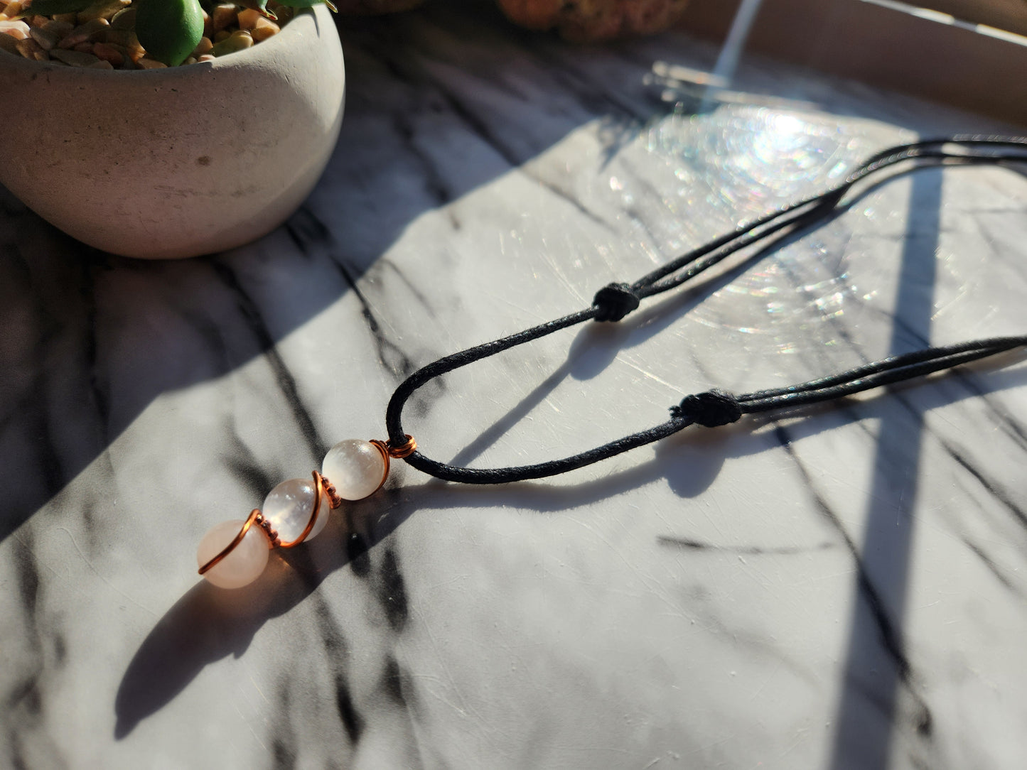 3 Beaded Selenite Necklace