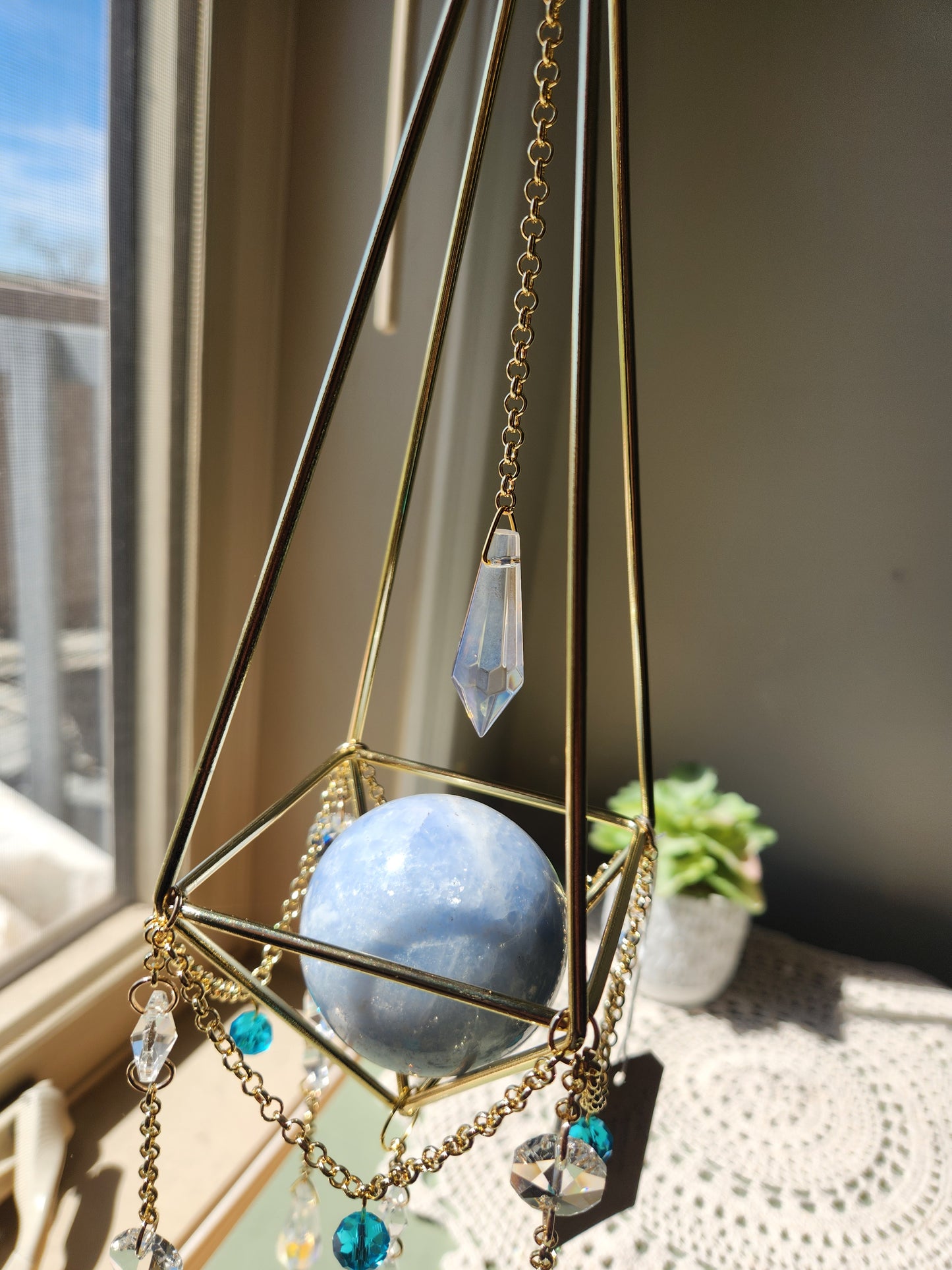 Blue Calcite Suncatcher