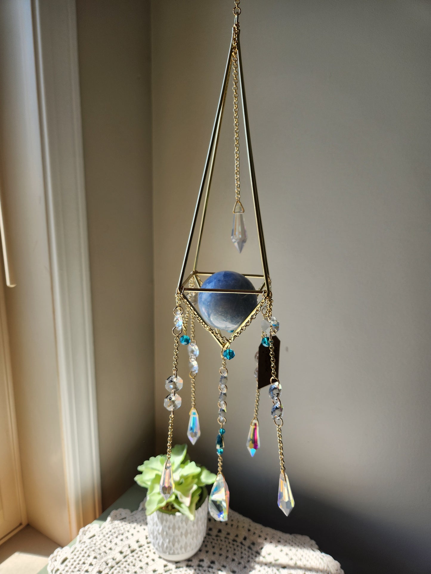 Blue Calcite Suncatcher