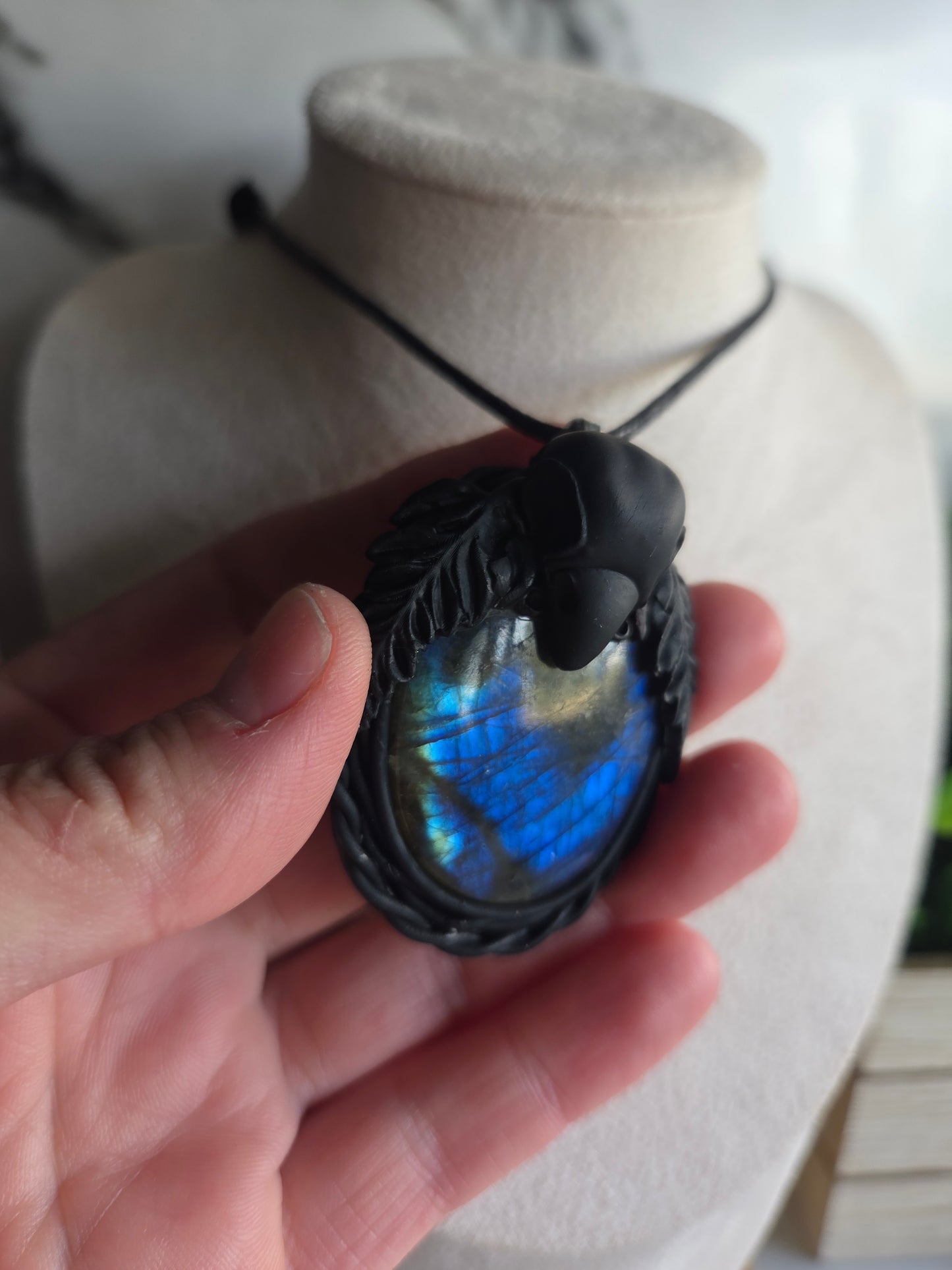 Raven's Moon Labradorite Necklace 🐦‍⬛🌕