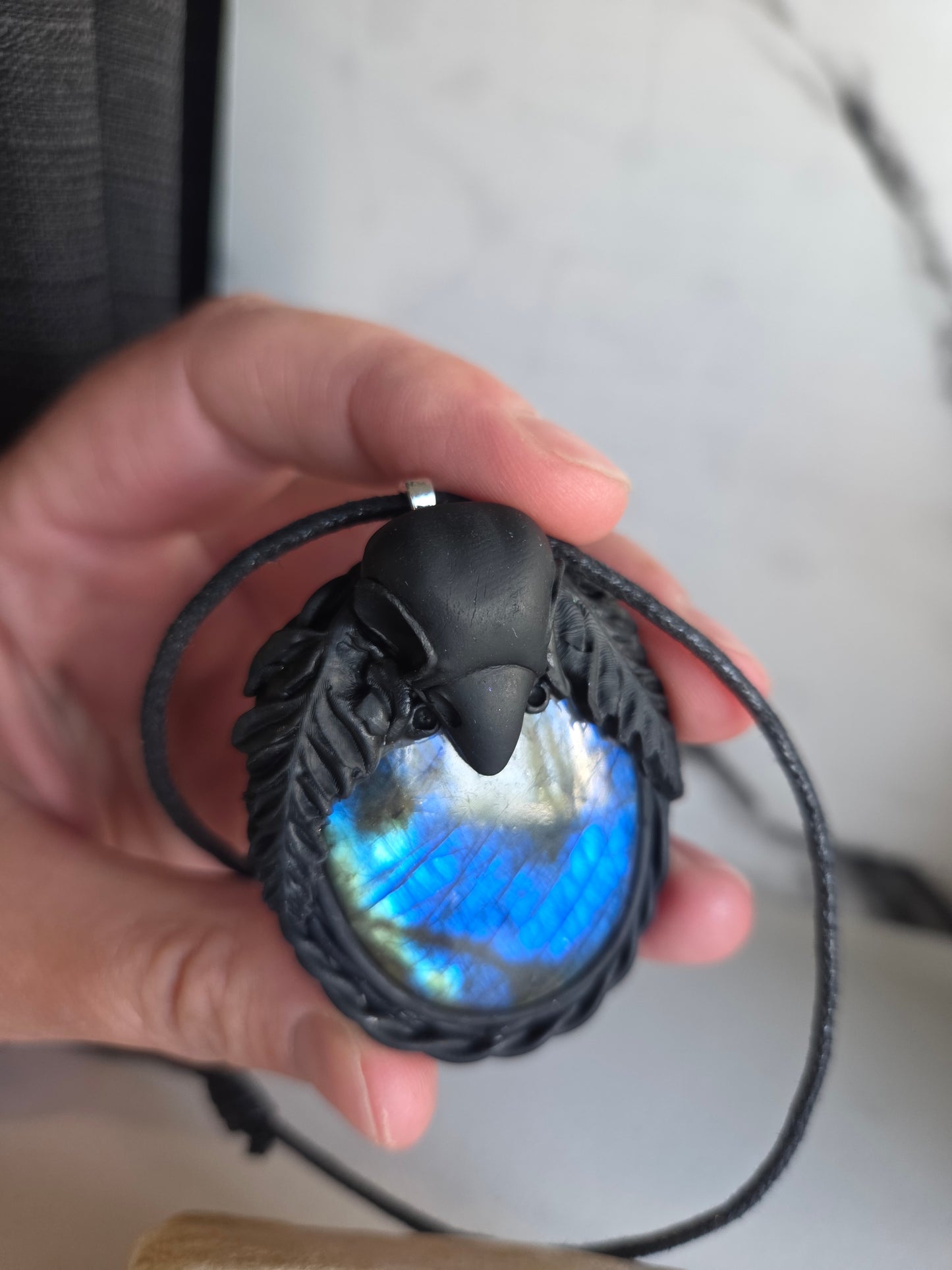 Raven's Moon Labradorite Necklace 🐦‍⬛🌕