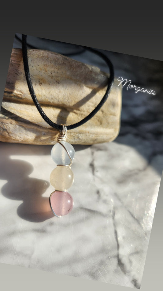 3 Beaded Morganite Necklace