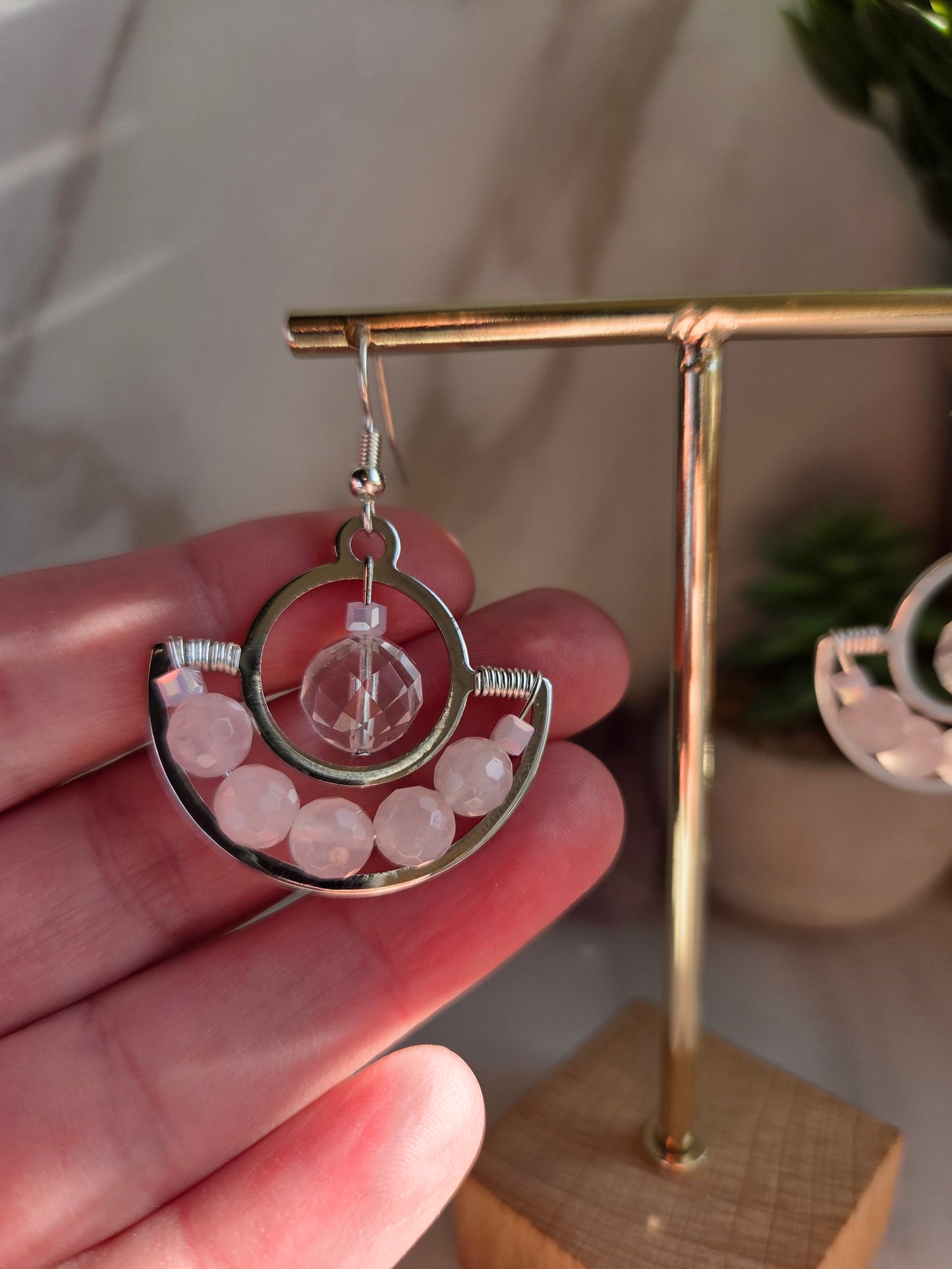 Rose Quartz Dangle Earrings 🌹
