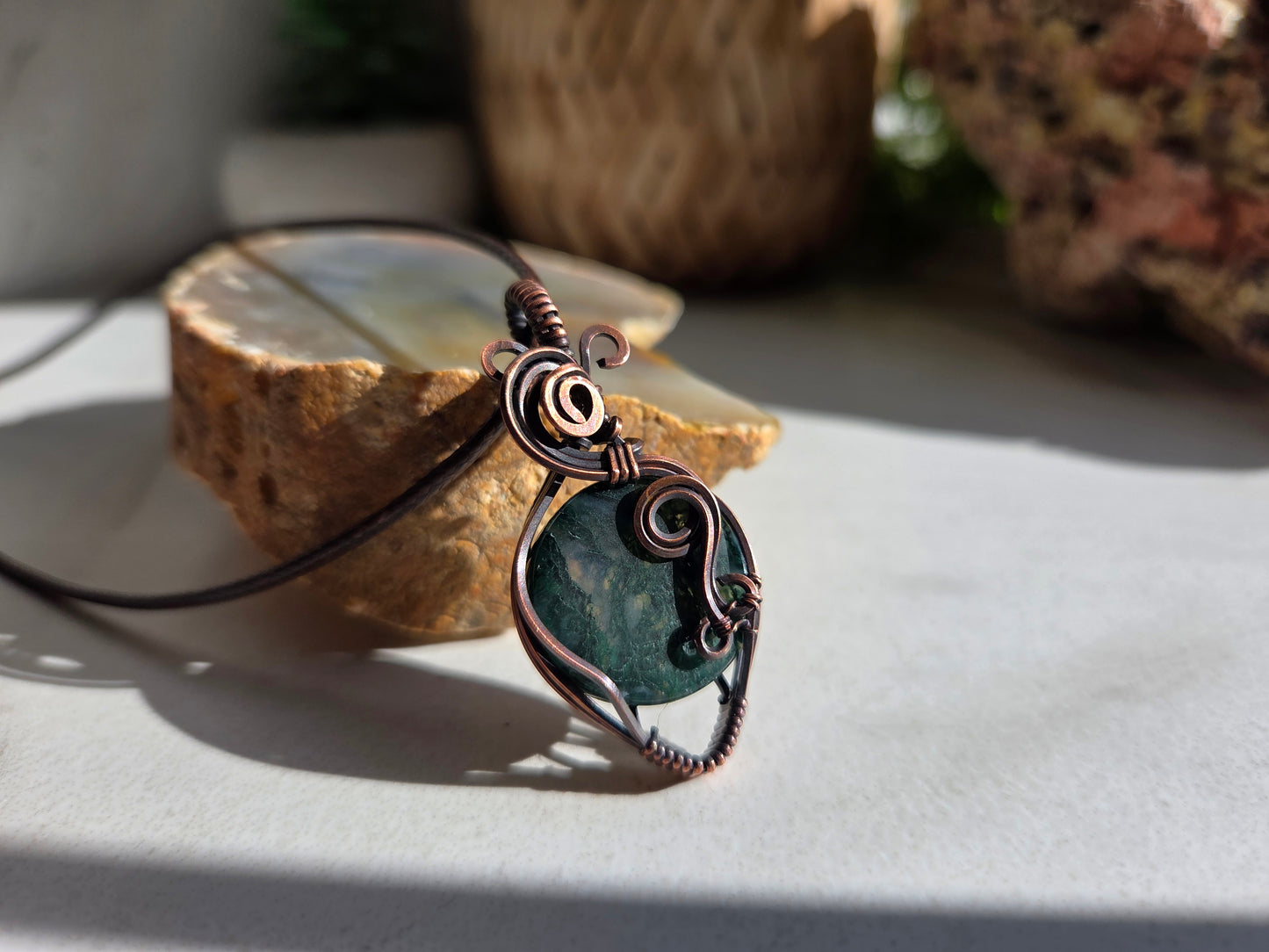 Woodland Whisper Amulet – Moss Agate Necklace 🌿