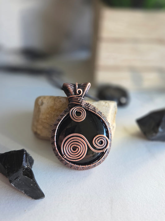 Shadow Spiral 🌀🖤 Black Obsidian  Necklace