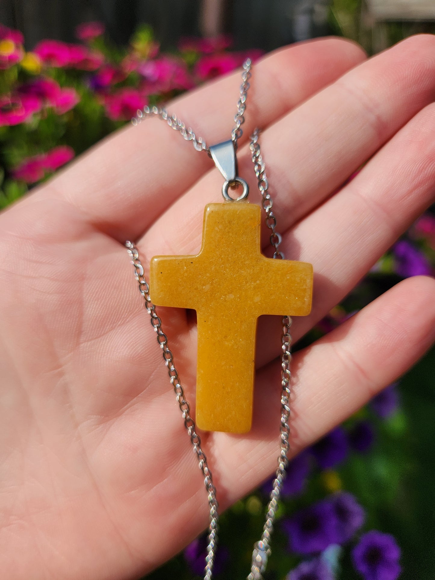 Yellow Aventurine Cross Necklace