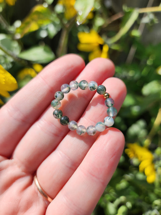 Moss Agate Beaded Ring