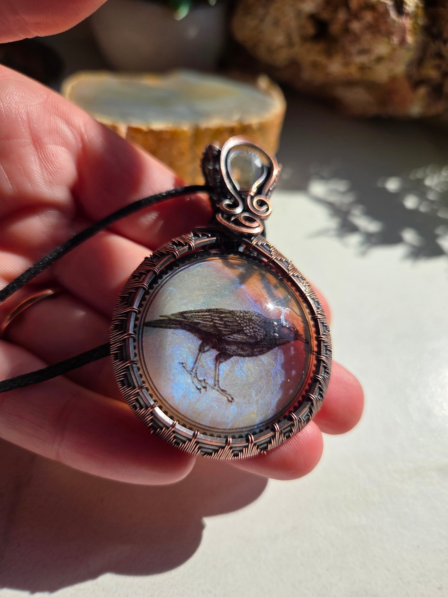 Labradorite Crow Necklace 💙🐦‍⬛