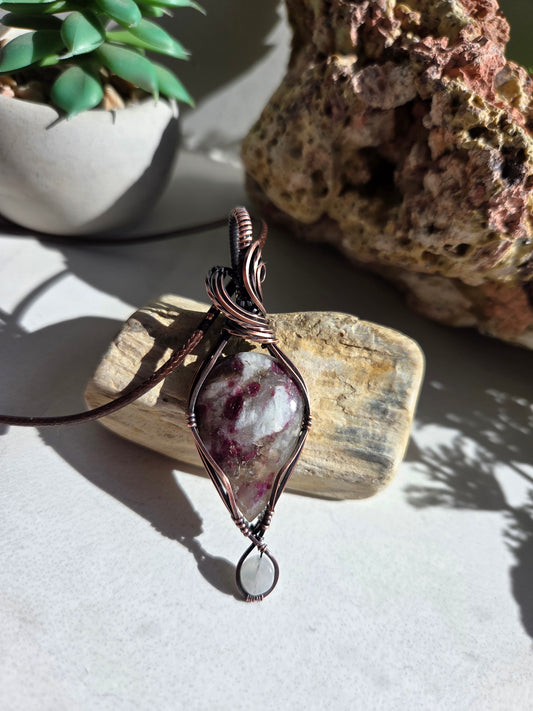 Rubellite and Rainbow Moonstone Necklace 💖